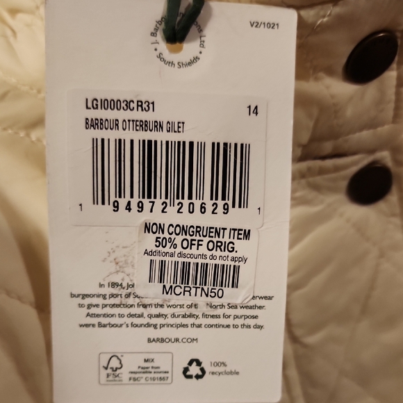 NWT Barbour Women's Otterburn Gilet Quilted Vest Size 10 - Picture 4 of 9